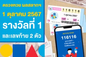 ตรวจหวย ผลสลากฯ 1 ตุลาคม 2567 รางวัลที่ 1 และเลขท้าย 2 ตัว